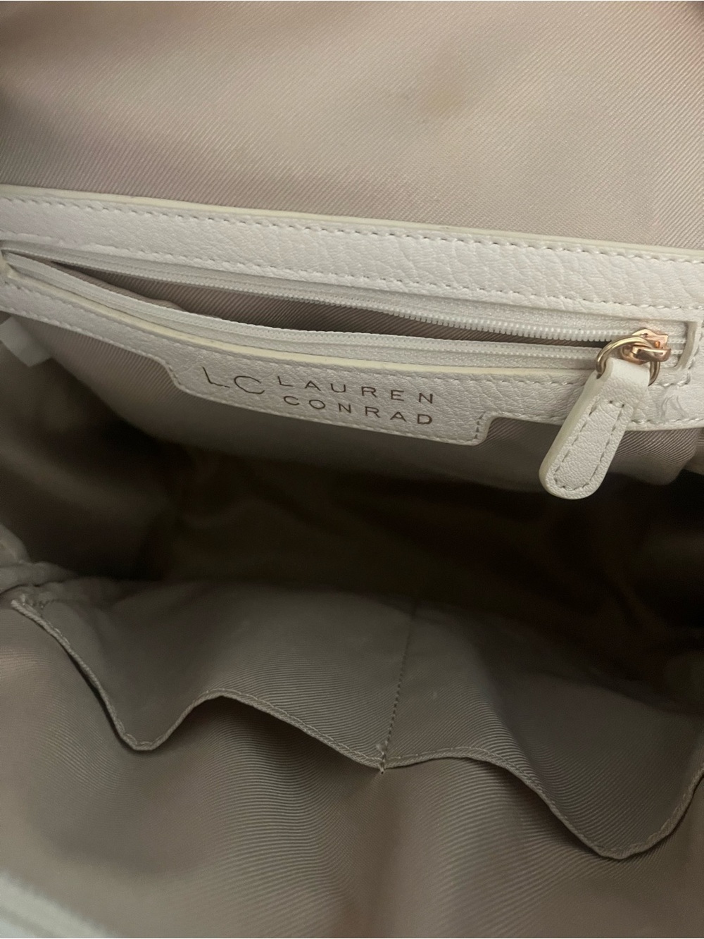 LC Lauren Conrad Cream Faux Leather Backpack with Floral Cutouts - Picture 2 of 2